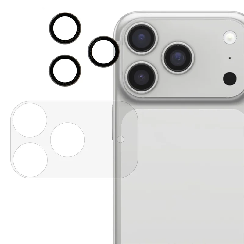 For iPhone 17 Pro Camera Lens Protector Black Circle Tempered Glass Lens Film with Base Protection