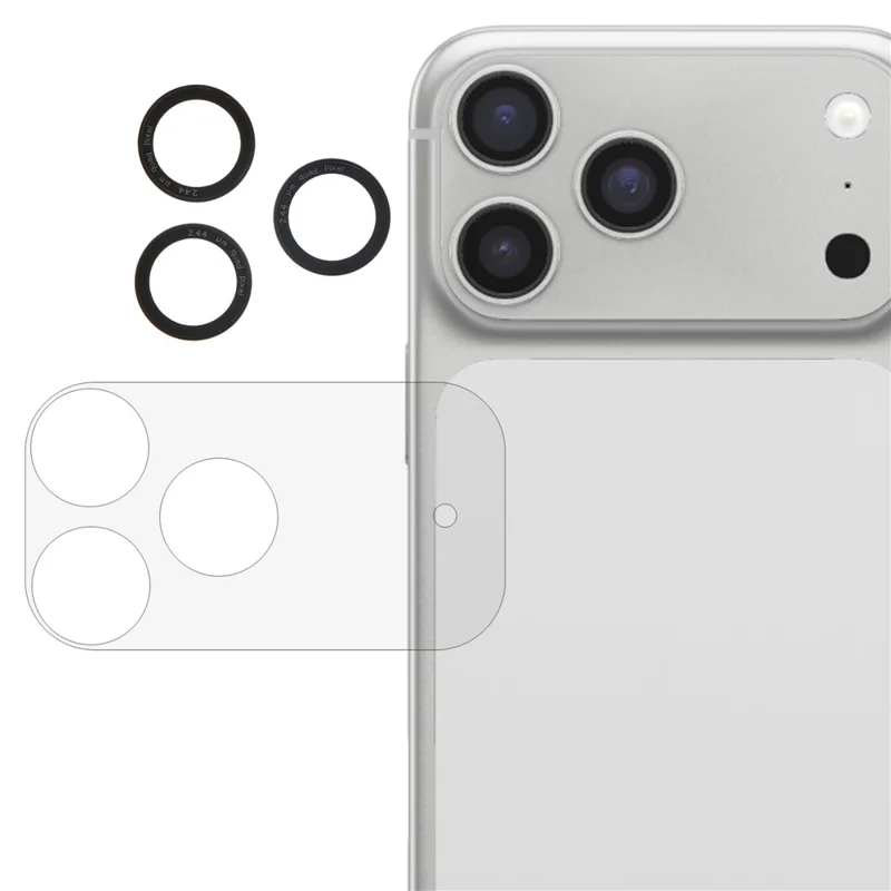 For iPhone 17 Pro Max Camera Lens Protector Black Circle Tempered Glass Lens Film with Base Protection
