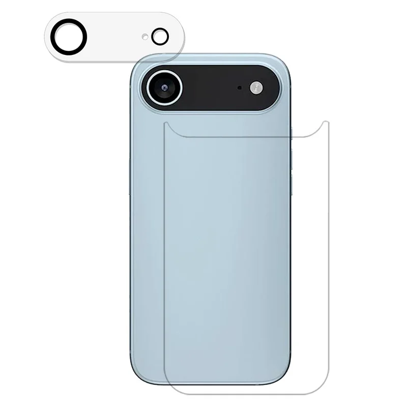 For iPhone Air Tempered Glass Back Film 2.5D Arc Edge Back Protector + Black Circle Lens Film