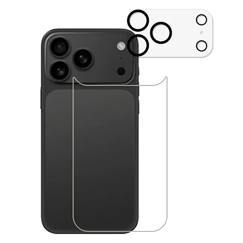 For iPhone 17 Pro Tempered Glass Back Film 2.5D Arc Edge Back Protector + Black Circle Lens Film
