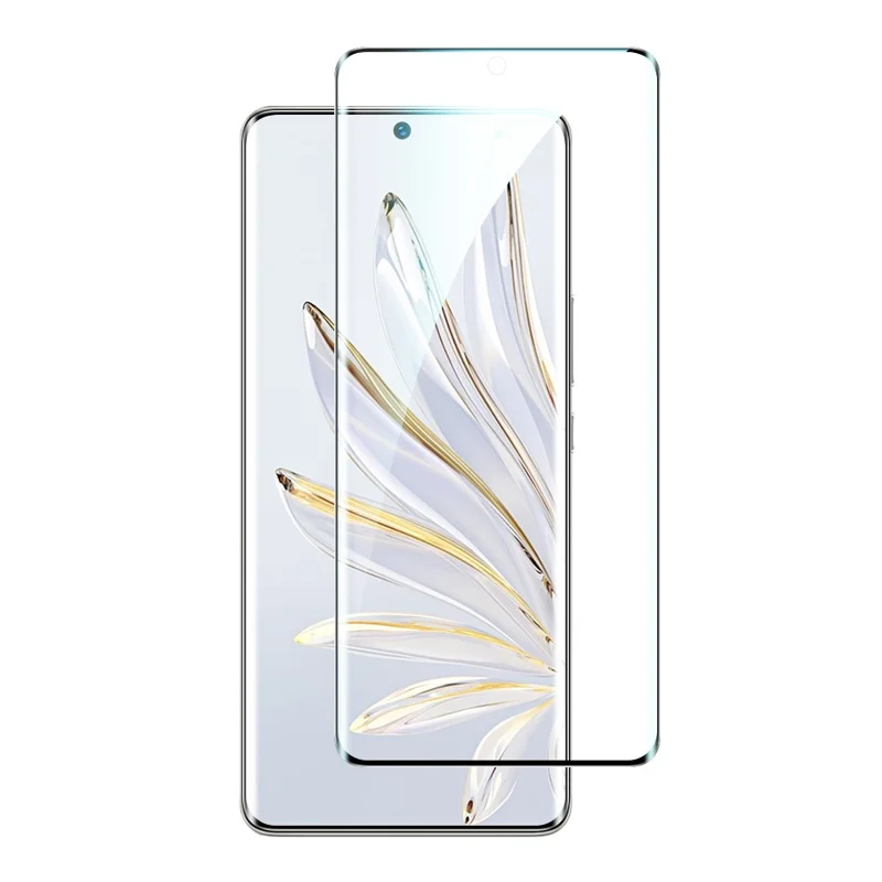 For Honor 70 Pro 5G Side Glue Curved Tempered Glass Film Anti-scratch Ultra Clear Full Screen Protector - Black Edge