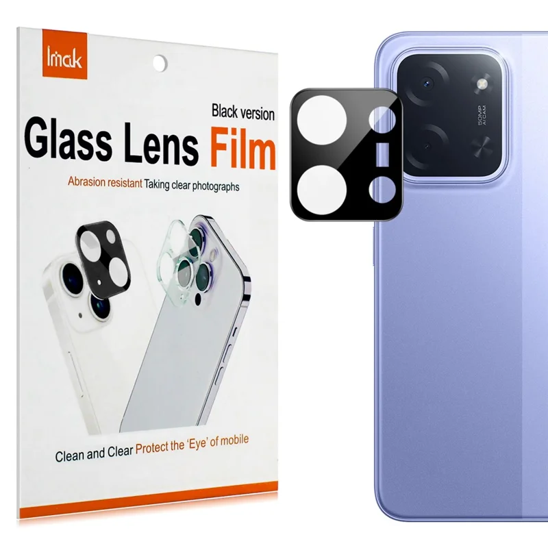 IMAK For Xiaomi Poco C85 4G (171mm)  /  (173mm) Camera Lens Protector Tempered Glass HD Clear Lens Film (Black Version)