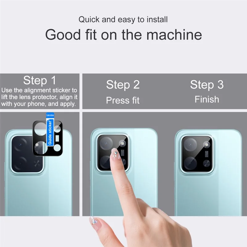IMAK For Xiaomi Poco C85 4G (171mm)  /  (173mm) Camera Lens Protector Tempered Glass HD Clear Lens Film (Black Version)