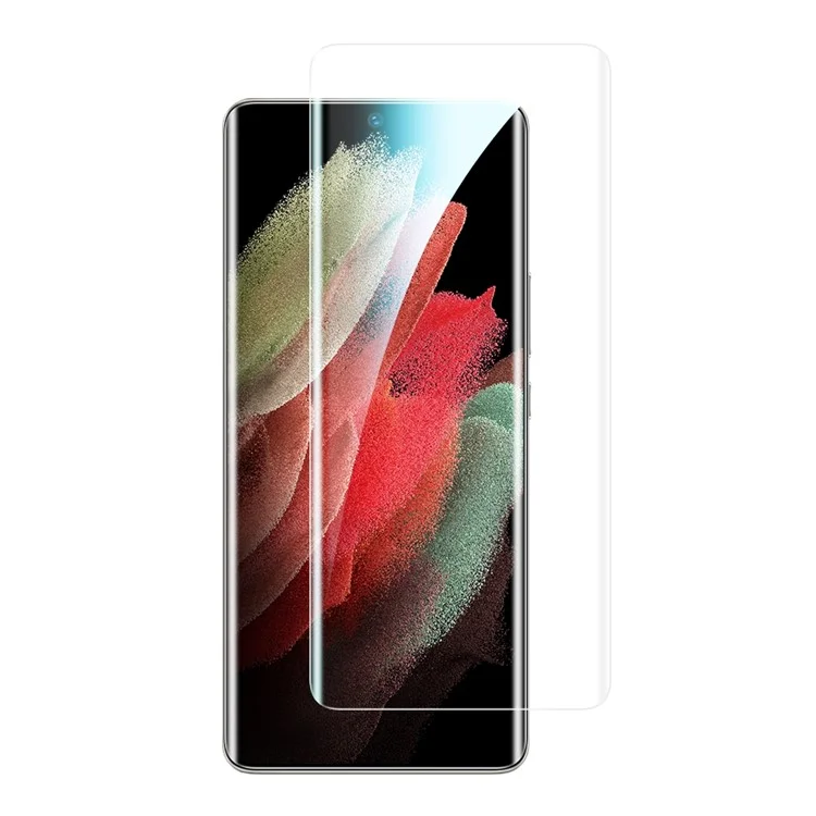 Für Samsung Galaxy S21 Ultra 5G Full Covering Anti-explosion Bildschirmschutz HD Klar Seitenklebe Gebogenes Gehärtetes Glas Film - Transparent