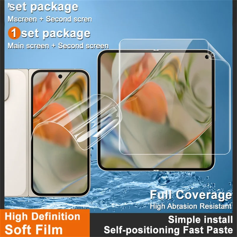 IMAK Hydrogel Film 4th Gen for Google Pixel 9 Pro Fold 5G 1 Set TPU Screen Film (Front Screen + Inner Large Screen)
