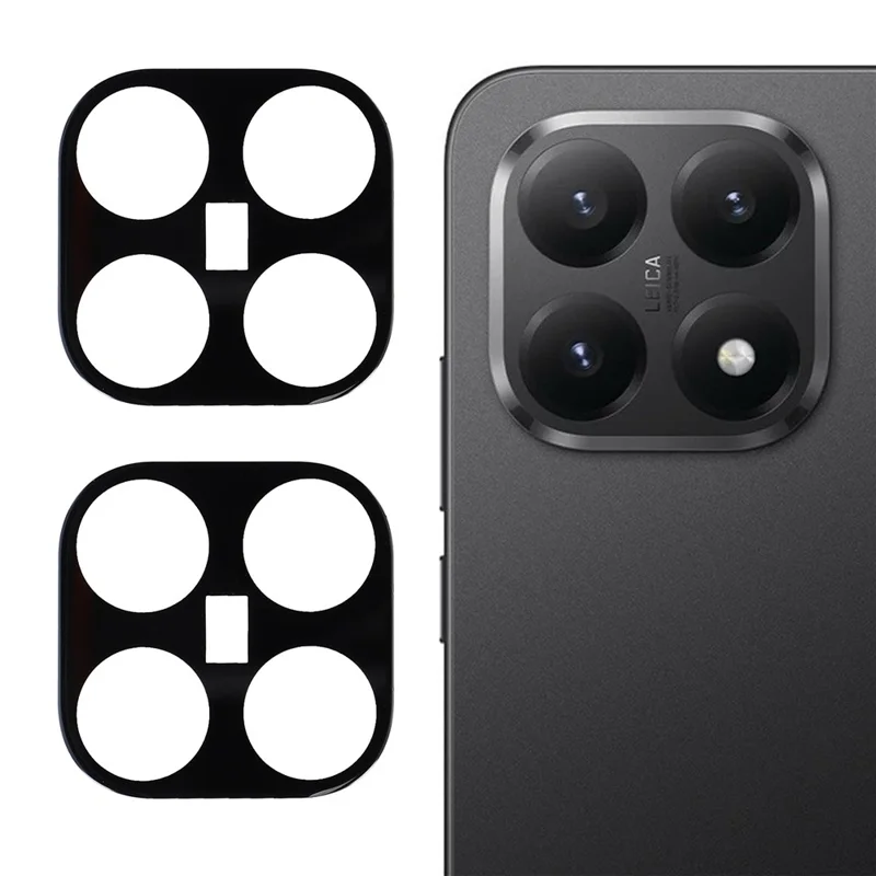 2Pcs For Xiaomi 15T Camera Lens Protector 2.5D Arc Edge Silk Printing Tempered Glass Rear Lens Film