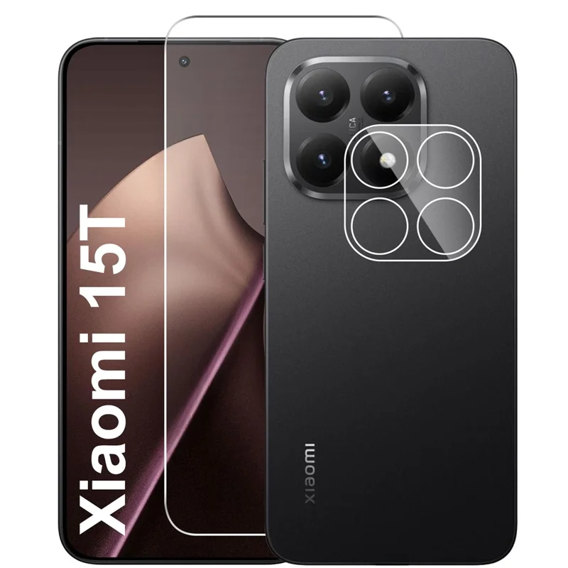 För Xiaomi 15T Clear Tempered Glass Screen Protector Anti-Explosion Film + Camera Lens Protector