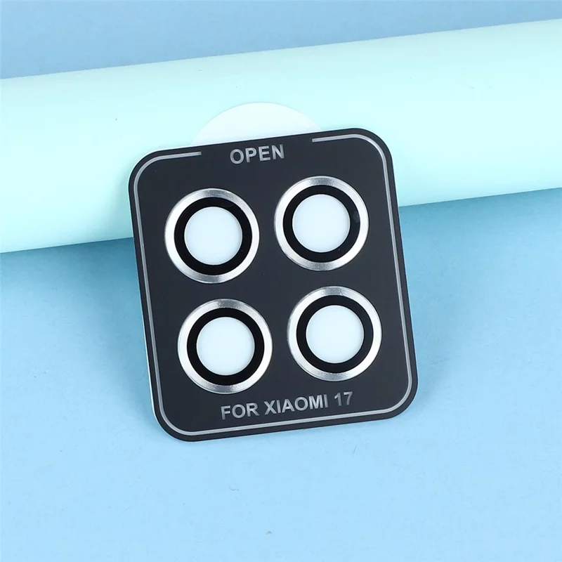 Xiaomi 17 1 Set Camera Lens Protector Metal Frame + Pellicola in Vetro Temperato - Argento