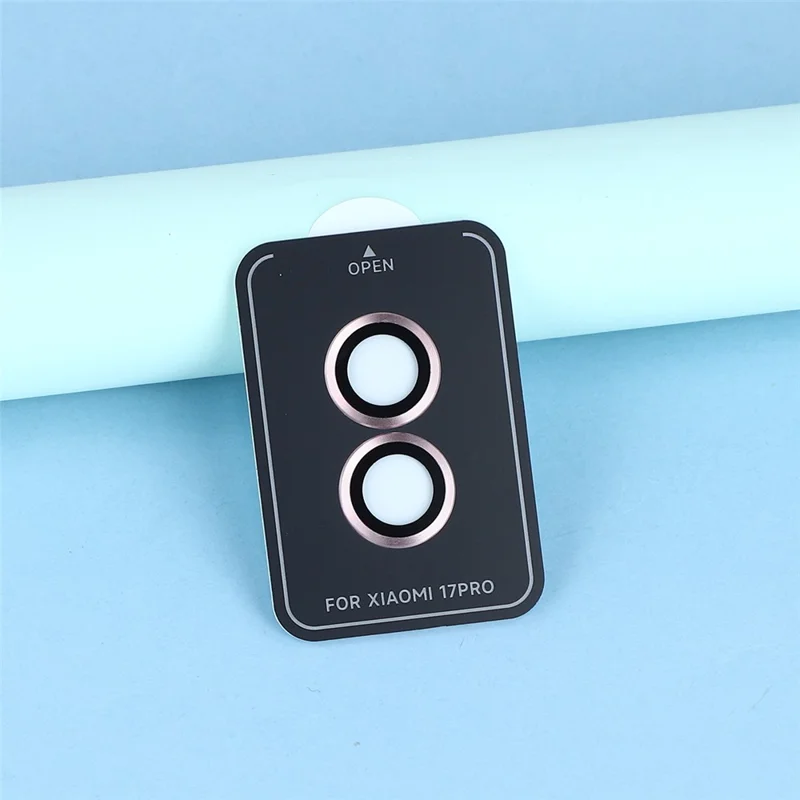 Per Xiaomi 17 Pro 1 Set Camera Lens Protector Metal Frame + Pellicola in Vetro Temperato - Rosa