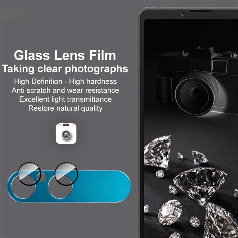 IMAK For Sony Xperia 10 VII Full Coverage Camera Lens Film Metal Lens Cap + Tempered Glass Lens Protector - Blue