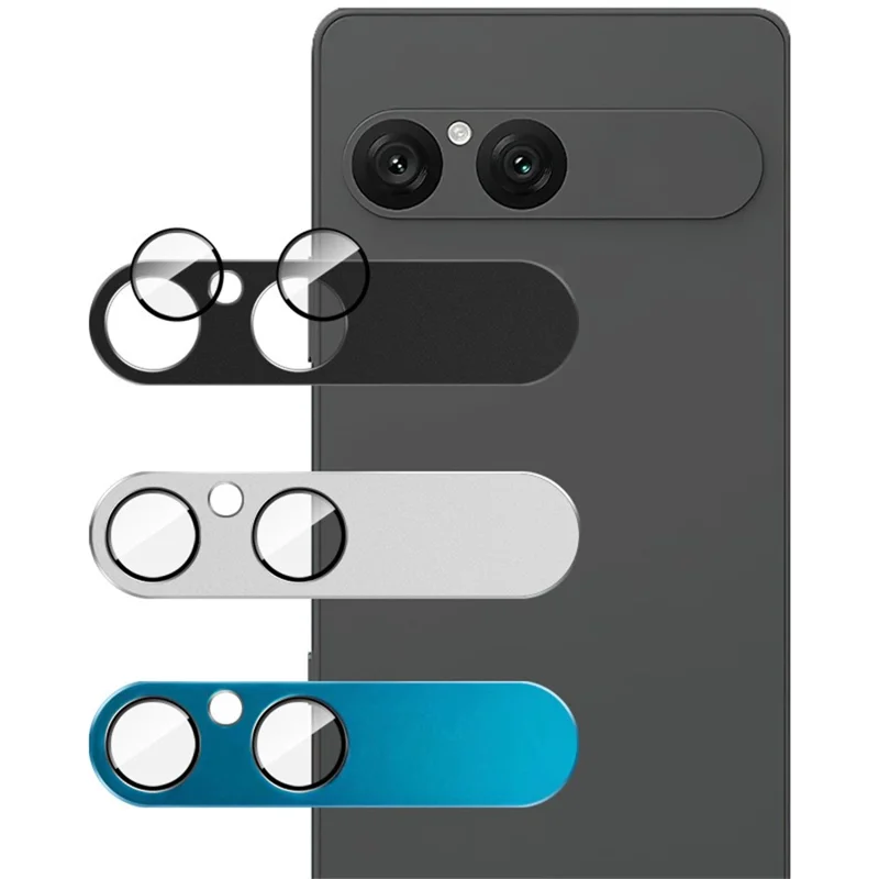 IMAK For Sony Xperia 10 VII Full Coverage Camera Lens Film Metal Lens Cap + Tempered Glass Lens Protector - Blue