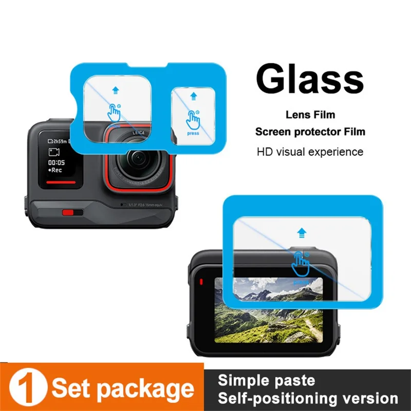 IMAK zestaw szyb ekranowych z hartowanego szkła i folii obiektywowej z ramką samocentrującą do Insta360 Ace Pro