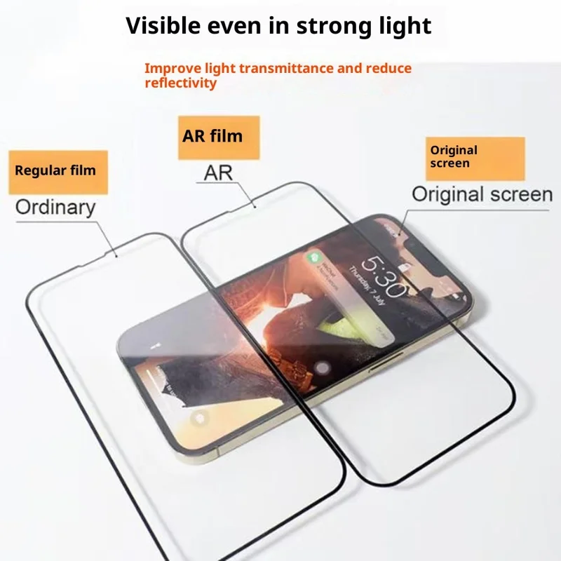 For iPhone 16 Pro Screen Protector AR Anti Reflective HD Full Glue High Aluminium-Silicon Glass Film