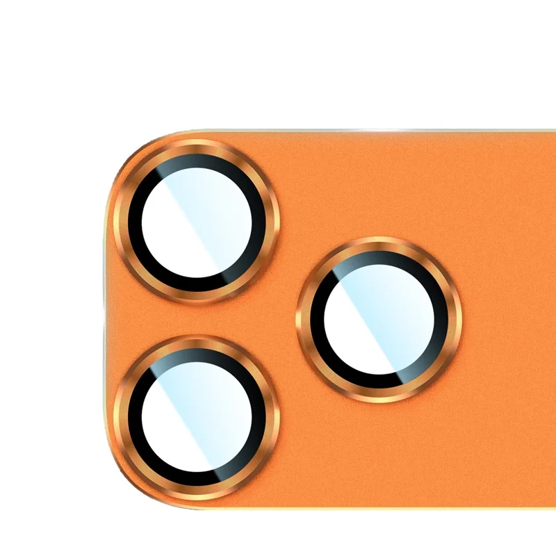 RURIHAI For iPhone 17 Pro Max Matte Full Coverage Camera Lens Protector Titanium Alloy Frame Tempered Glass Lens Film - Orange