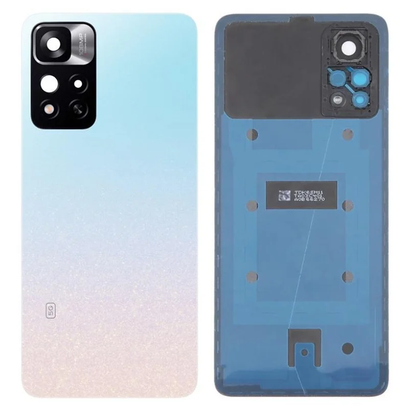 Tapa trasera de la batería para Xiaomi Redmi Note 11 Pro+ 5G con anillo de lente de cámara Repuesto (Sin logotipo) - Blanco