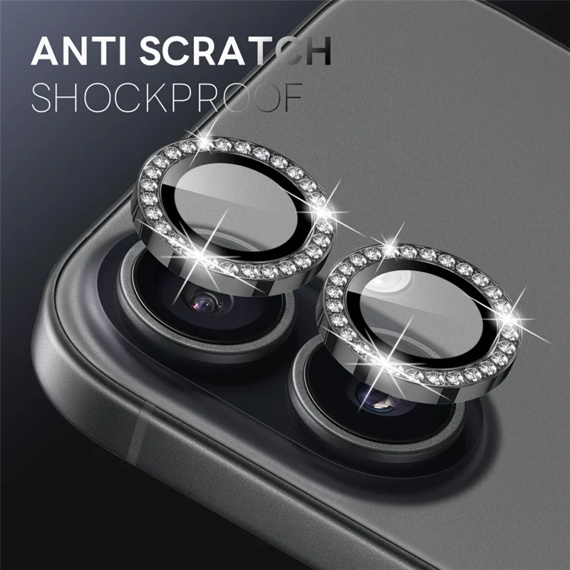 NORTHJO Para Protetor de Lente da Câmera do iPhone 17 - Anel de Cristal Brilhante e Película de Vidro Temperado - Preto