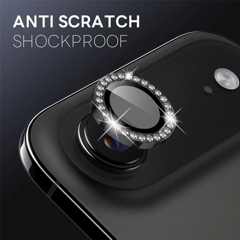 NORTHJO For iPhone Air Camera Lens Protector Rhinestone Ring Tempered Glass Lens Film - Black