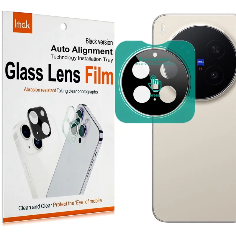 IMAK For vivo X300 Pro 5G Tempered Glass Full Coverage Camera Lens Protector with Self Positioning Frame (Black Version)