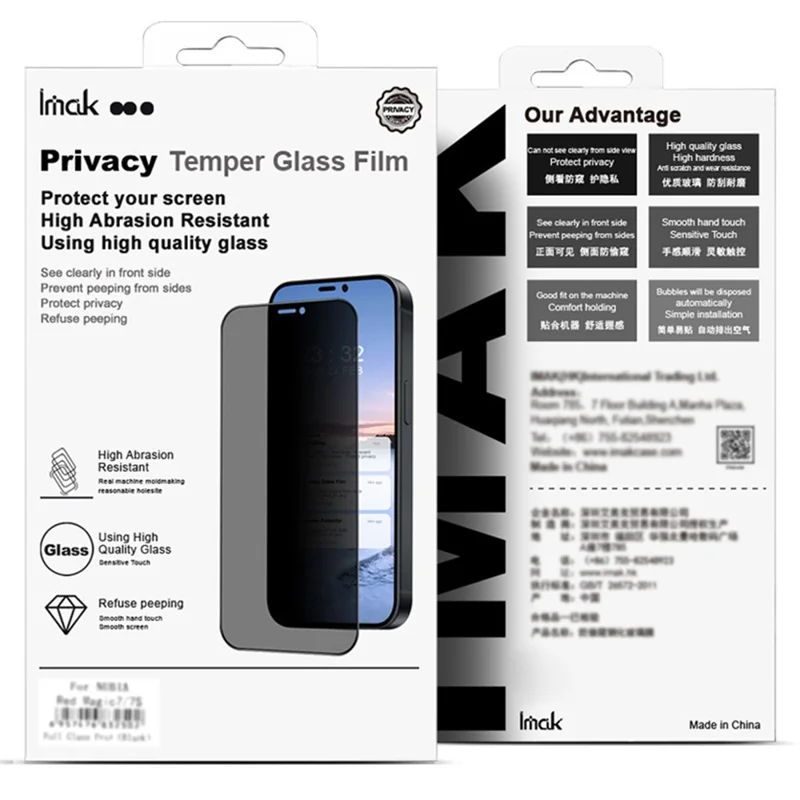 IMAK For Honor Magic8 Pro 5G Anti Spy Screen Protector Full Cover Side Glue Tempered Glass Film