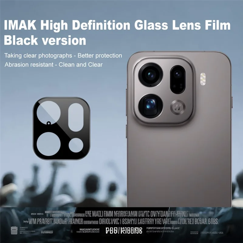 IMAK Para Oppo Find X9 Pro 5G Protector de lente de cámara Vidrio templado Película de lente HD transparente (Versión negra)