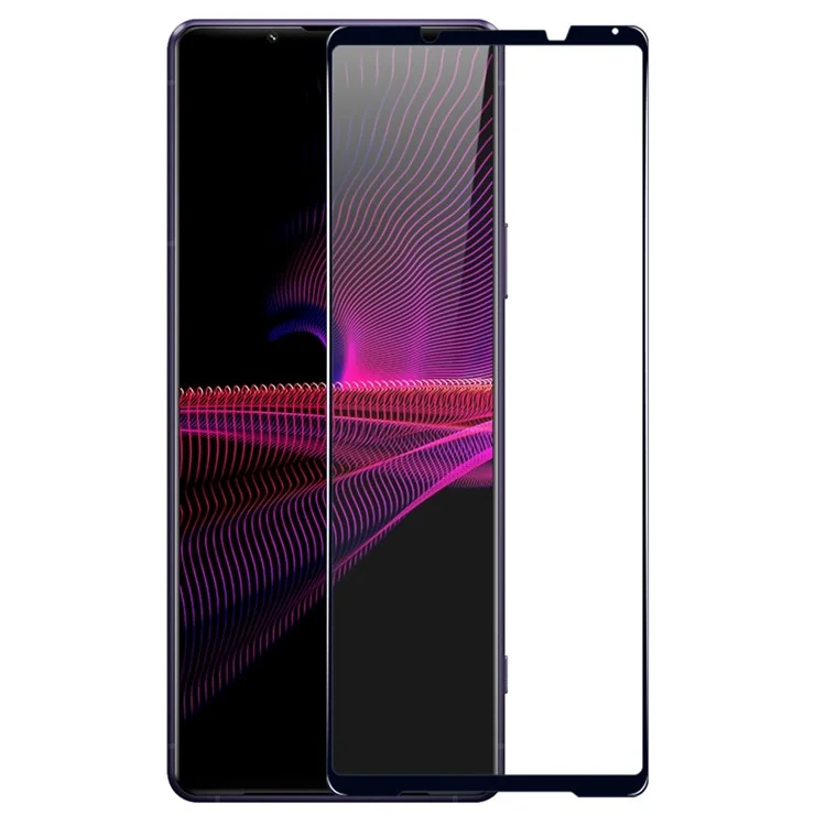 NORTHJO A++ Para Sony Xperia 1 III 5G Seda Impresión Anti-huellas Protector de Pantalla Completa 0.3mm 2.5D Alto Vidrio de Aluminio-silicio - Negro