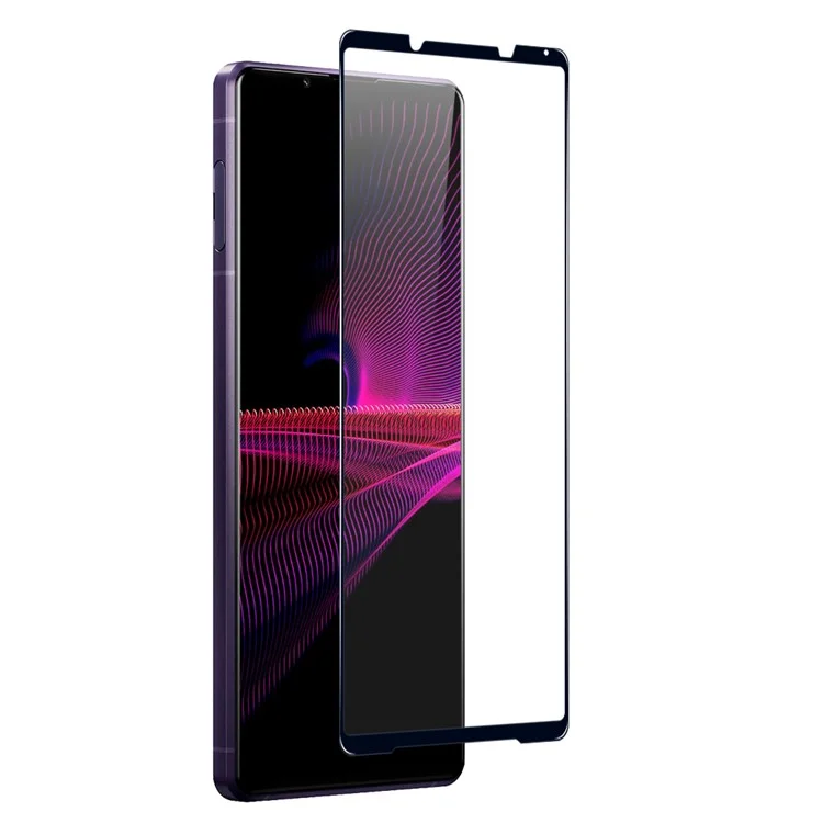NORTHJO A++ Para Sony Xperia 1 III 5G Seda Impresión Anti-huellas Protector de Pantalla Completa 0.3mm 2.5D Alto Vidrio de Aluminio-silicio - Negro