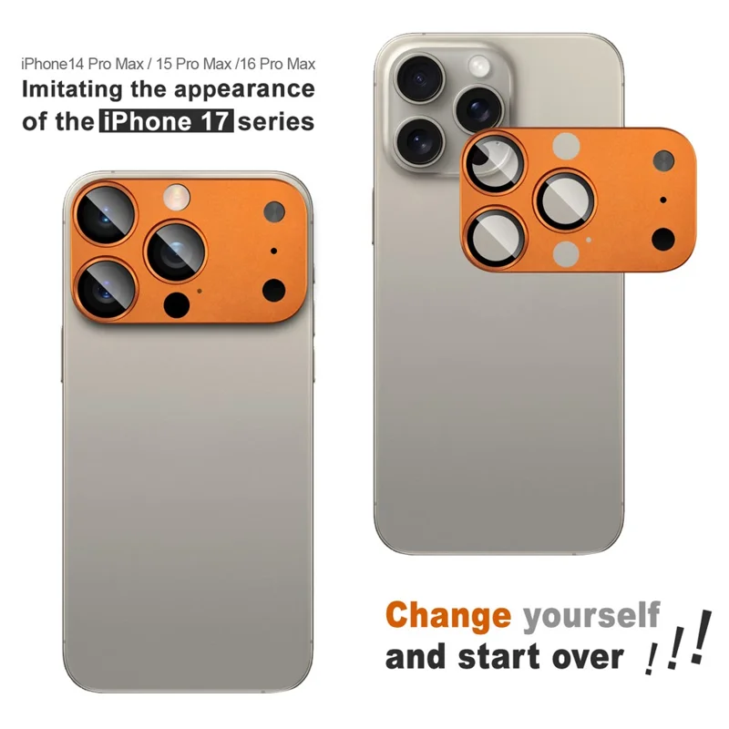 IMAK Full Coverage Camera Lens Film for iPhone 16 Pro Max / 15 Pro Max / 14 Pro Max Transfer to 17 Pro Max Acrylic Lens Cap + Tempered Glass Lens Protector - Orange