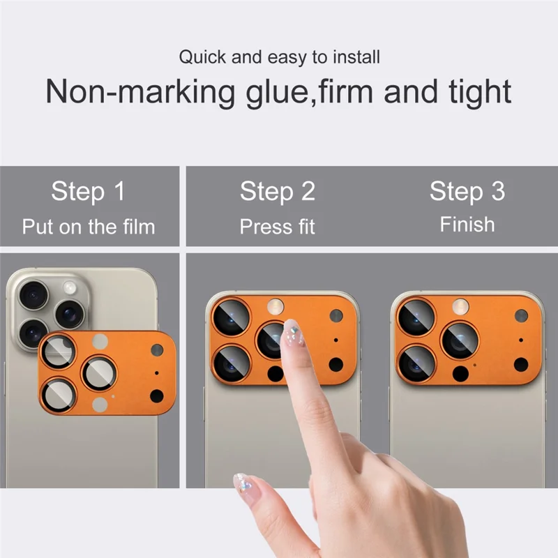 IMAK Full Coverage Camera Lens Film for iPhone 16 Pro Max / 15 Pro Max / 14 Pro Max Transfer to 17 Pro Max Acrylic Lens Cap + Tempered Glass Lens Protector - Orange
