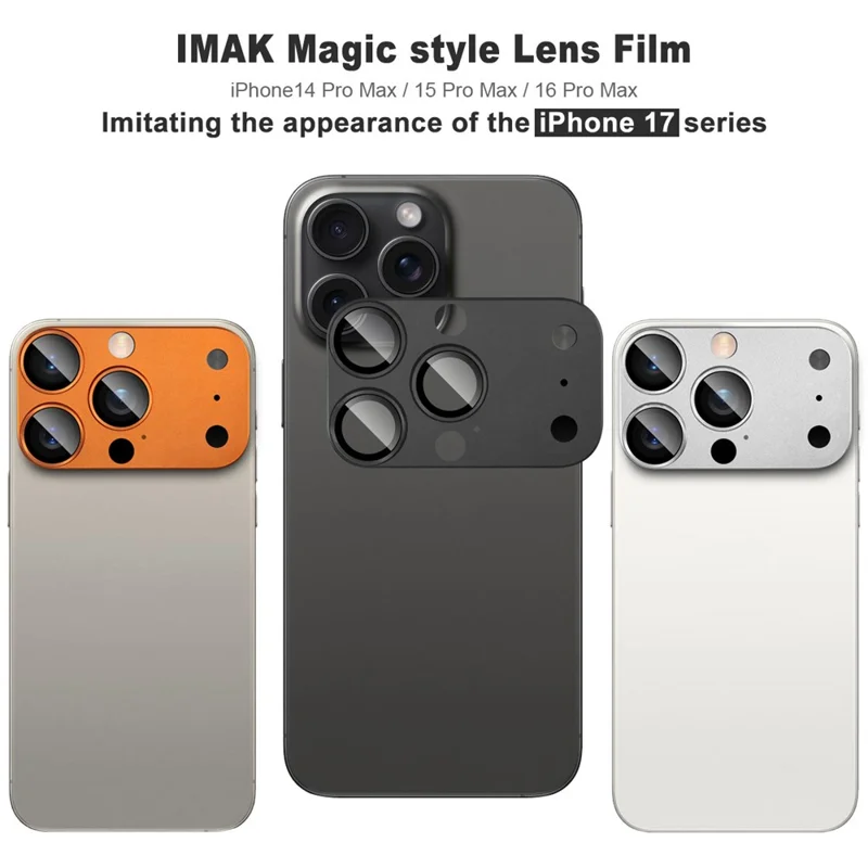 IMAK Full Coverage Camera Lens Film for iPhone 16 Pro Max / 15 Pro Max / 14 Pro Max Transfer to 17 Pro Max Acrylic Lens Cap + Tempered Glass Lens Protector - Orange