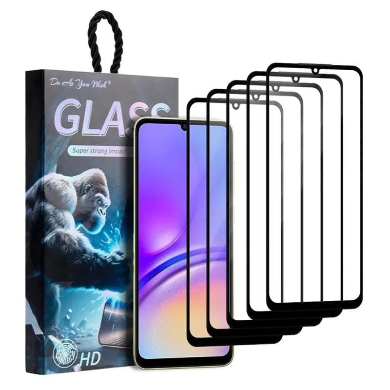 DO AS YOU WISH 5Pcs For Samsung Galaxy A05 4G  /  A05s 4G Screen Protector Silk Printing Full Glue High Aluminum-silicon Glass Film