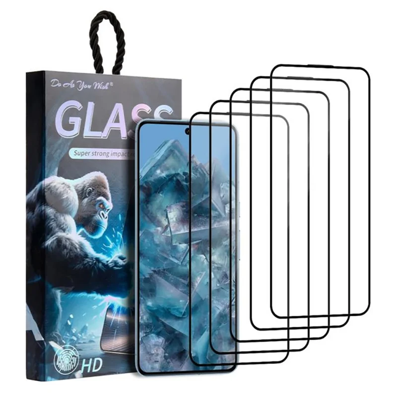 DO AS YOU WISH 5Pcs For Google Pixel 8 Pro Screen Protector Silk Printing Full Glue High Aluminum-silicon Glass Film