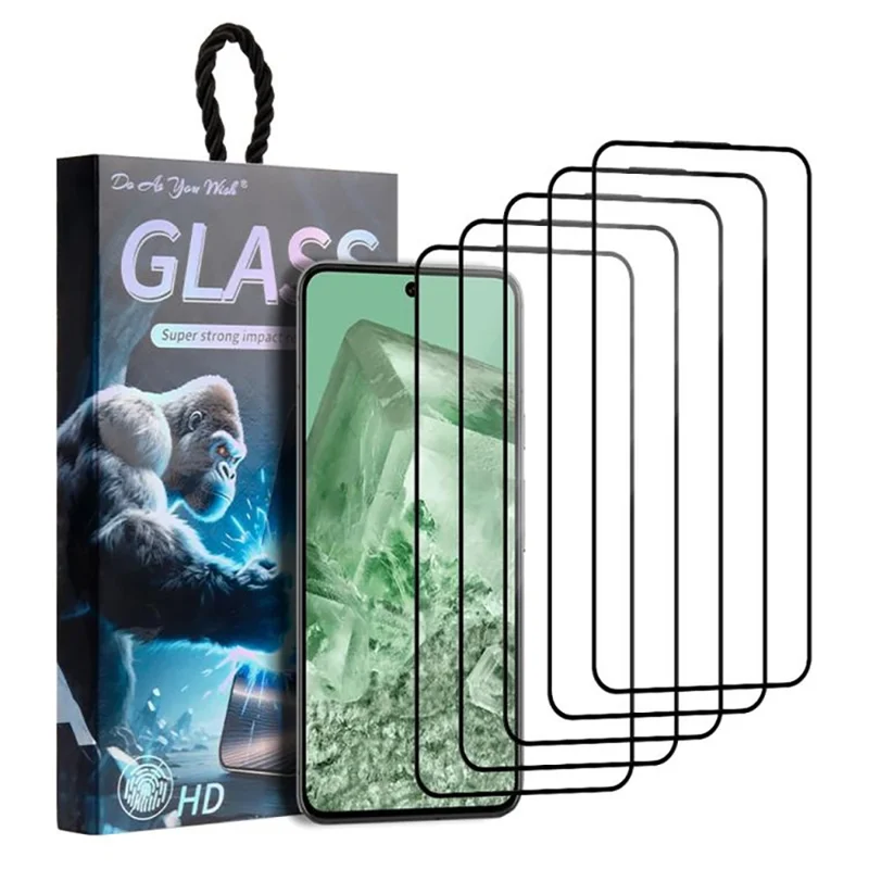 DO AS YOU WISH 5Pcs For Google Pixel 8 Screen Protector Silk Printing Full Glue High Aluminum-silicon Glass Film