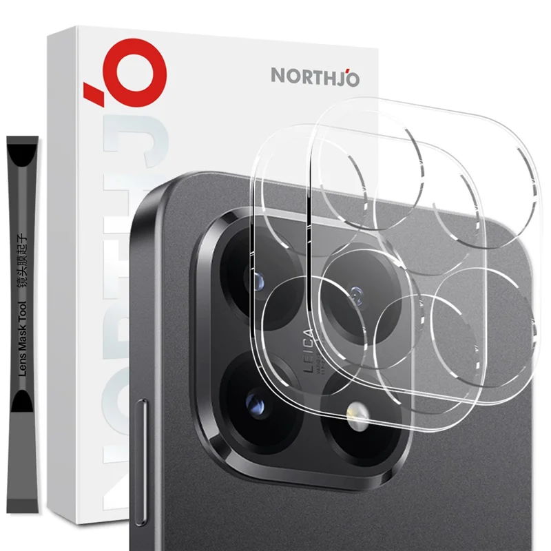 NORTHJO 2 piezas para Xiaomi 15T Protector de lente de cámara de vidrio templado Claro 3D Cobertura integral