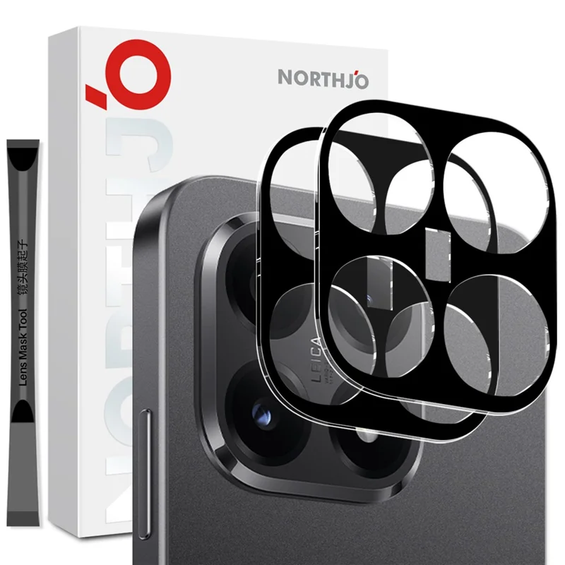 NORTHJO 2 Unidades Para Xiaomi 15T Protector de Lente de Cámara Negro Impresión Serigráfica Película de Vidrio Templado 3D Claro
