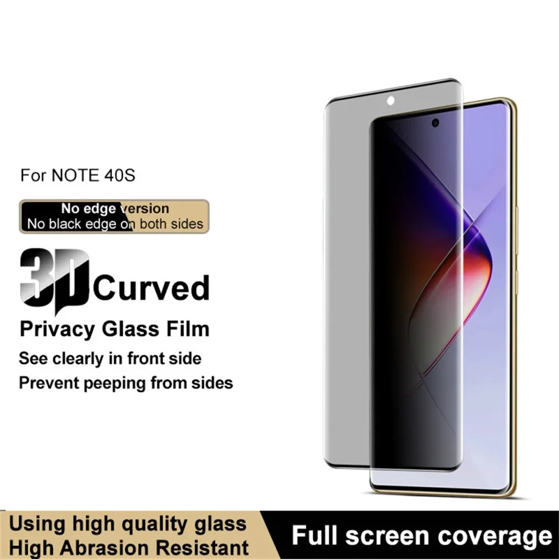 IMAK For Infinix Note 40S Anti Spy Tempered Glass Side Glue Full Screen Protector (No Edge Version)