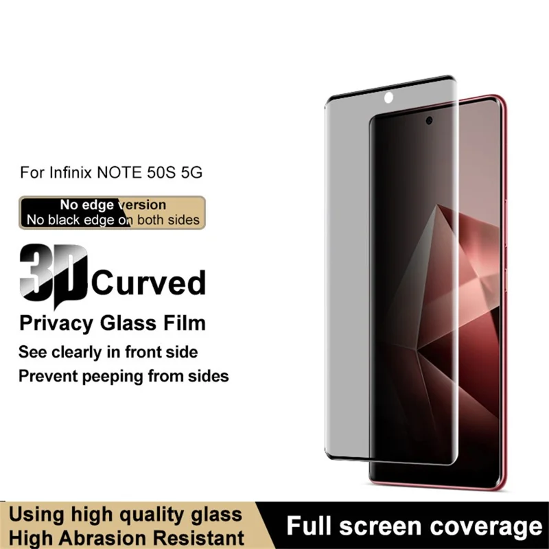 IMAK для Infinix Note 50s 5G Anti Spy Tempered Glass Side Glue Full Screen Protector (No Edge Version)