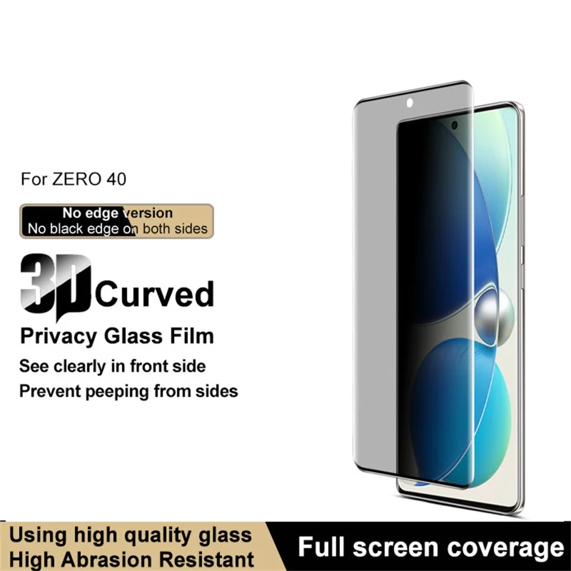 IMAK für Infinix Zero 40 4G Anti-Spionage-Gehärtetes Glas Seitenklebung Vollbildschirmschutz (Keine Kantenvariante)