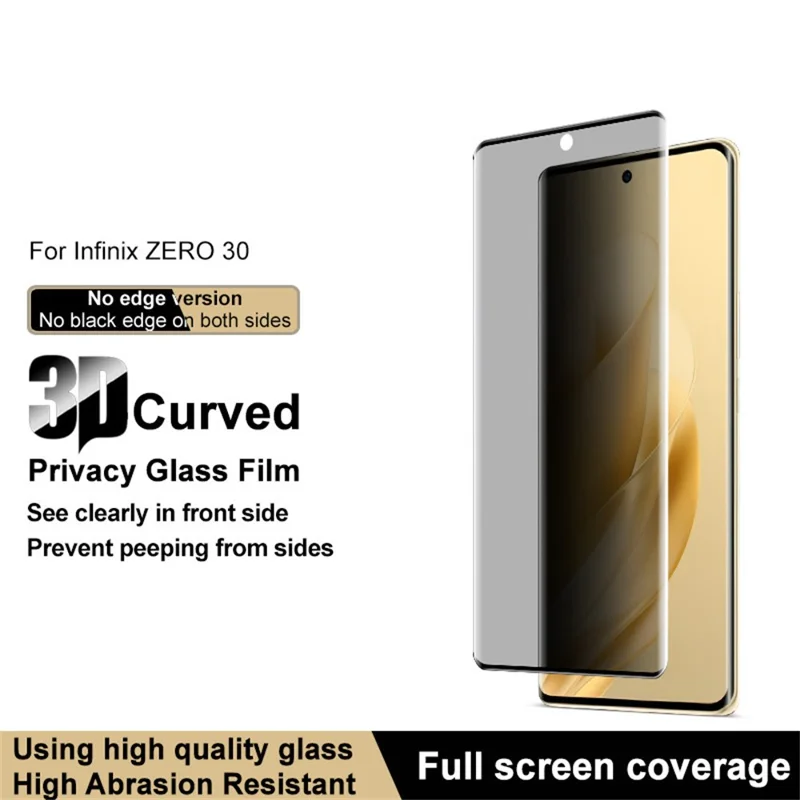 IMAK для Infinix Zero 30 4G Антишпионское закаленное стекло с боковым клеем Полноэкранный протектор (версия без края)