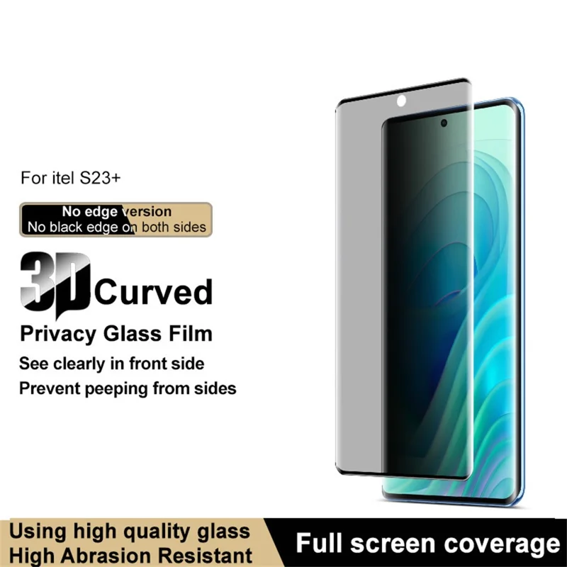 IMAK Pour itel S23+ Anti Spy Verre Trempé Colle Latérale Protecteur d'Écran Plein Écran (Version sans Bordure)