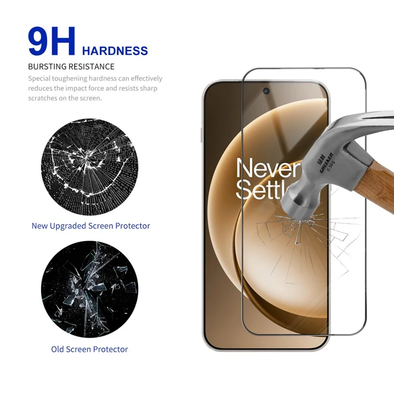 RURIHAI Para OnePlus 15 5G Protector de pantalla completa Pegamento total Endurecimiento secundario Película de vidrio de silicio de aluminio de alta calidad