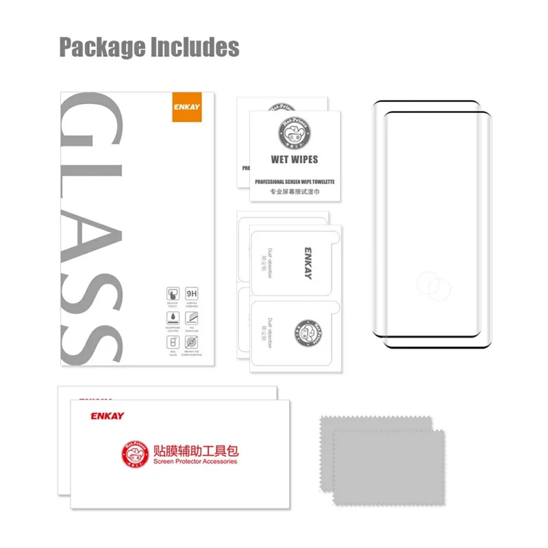 For Honor Magic8 Pro 5G 2Pcs Tempered Glass ENKAY HAT PRINCE Seitenklebung Vollbild-Schutzfolie Klare Bildschirmfolie Unterstützt Fingerabdruckentsperrung