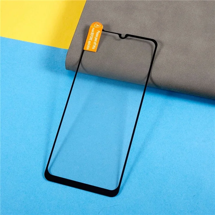 For Samsung Galaxy A04s 4G (164.7 x 76.7 x 9.1 mm) Full Covering Full Glue Silk Printing Black Edge Tempered Glass Screen Film