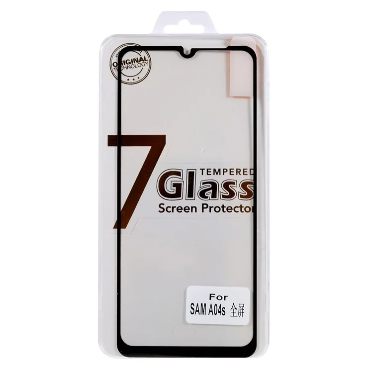 For Samsung Galaxy A04s 4G (164.7 x 76.7 x 9.1 mm) Full Covering Full Glue Silk Printing Black Edge Tempered Glass Screen Film