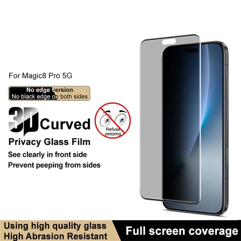 IMAK For Honor Magic8 Pro 5G Anti Spy Tempered Glass Side Glue Full Screen Protector (No Edge Version)