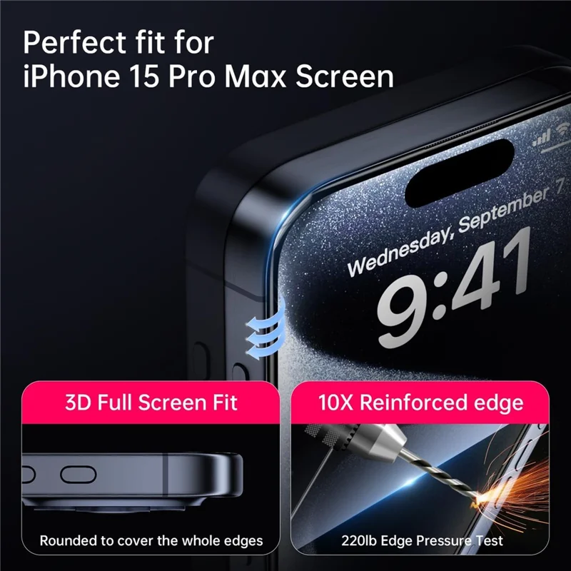 Protecteur d'écran plein écran HD pour iPhone 17 Impression de soie Bord noir Film en verre d'aluminium-silicium de haute qualité