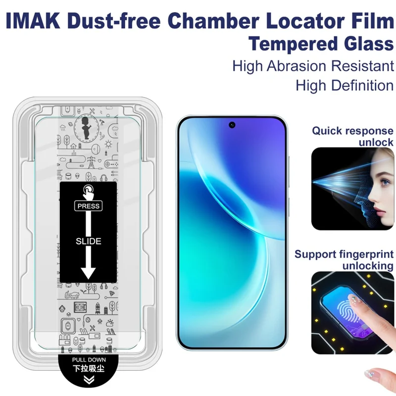 IMAK H Series For vivo X300 5G Tempered Glass Screen Protector Easy Installation Film with Auto Dust-Remove Tool Kit (NOT Complete Covering) (Fingerprint Unlock)