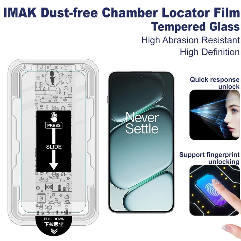 IMAK H Series per OnePlus Ace 6 5G / 15R 5G Pellicola protettiva in vetro temperato Facile installazione Film con kit di rimozione automatica della polvere (NON copertura completa) (Sblocco delle impronte digitali)