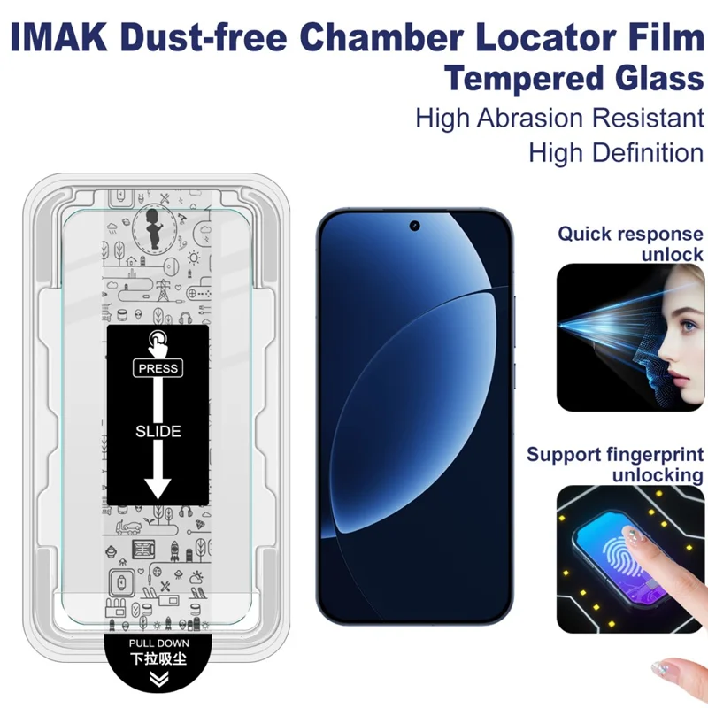 IMAK H Series For Realme GT 8 Pro 5G / GT 8 5G Tempered Glass Screen Protector Easy Installation Film with Auto Dust-Remove Tool Kit (NOT Complete Covering) (Fingerprint Unlock)