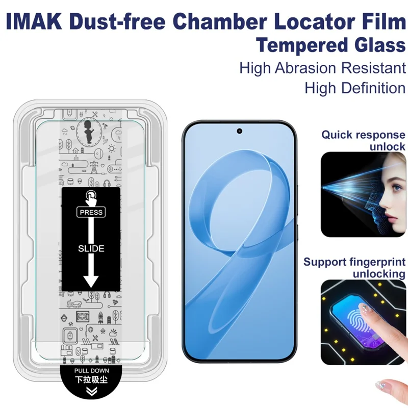 IMAK H Series For Xiaomi Redmi K90 Pro Max 5G / Poco F8 Ultra Tempered Glass Screen Protector Easy Installation Film with Auto Dust-Remove Tool Kit (NOT Complete Covering) (Fingerprint Unlock)