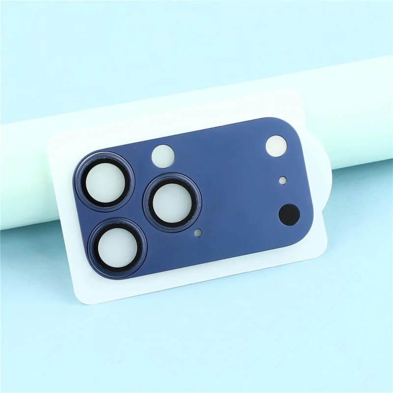2 Pièces de Protection d'Objectif d'Appareil Photo pour iPhone 16 Pro / 15 Pro / 14 Pro Transformation en 17 Pro Métal + Verre Trempé Couverture Complète Film d'Objectif - Bleu